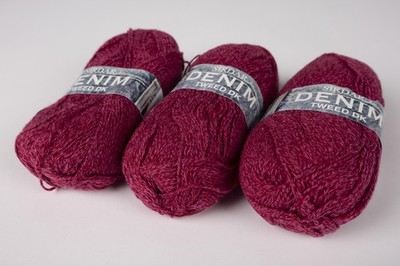 SIRDAR UK Denim Tweed DK Yarn in Raspberry Rose 3 Skeins Acrylic/Cotton/Wool 50g