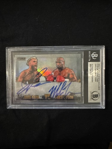 Mike Tyson & Jake Paul doppelt signierte exklusive limitierte Sammelkarte BAS Autogramm - Bild 1 von 3
