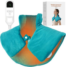 Weighted Neck  Shoulder Heating Pad for Pain Relief, Heated Neck Wrap w/ 6 Heat