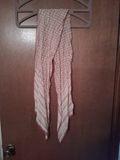 VINTAGE ANNE KLEIN 72" 100 SILK PAISLEY STRIPED SCARF PINK, BEIGE, YELLOW