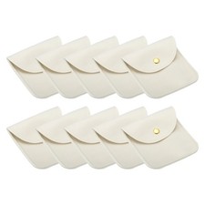10 Pcs 10x10cm Jewelry Pouches with Snap Button Soft Storage Beige