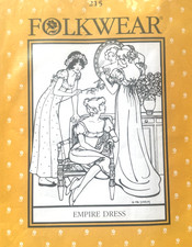 Folkwear Pattern #215   EMPIRE DRESS Sz 6-16,...