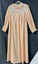 Vtg Cotton Blend Rosa Puleo-Szule Lily of France Button Front Robe Nightgown M