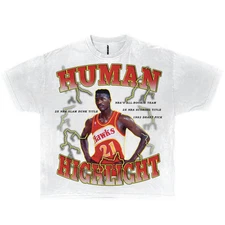 Dominque Wilkins Career Awards Human Boxy Vintage Basketball Shirts Y2K Oversize