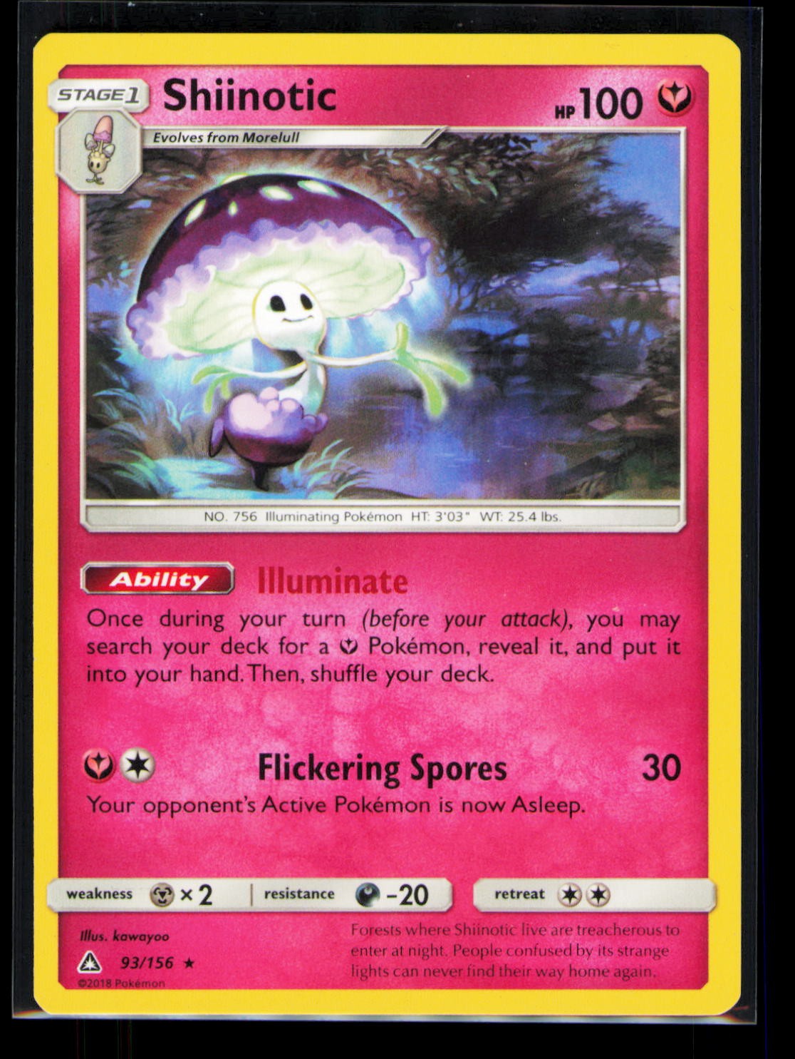 Pokemon Ultra Prism Shiinotic 93/156 Rare LP