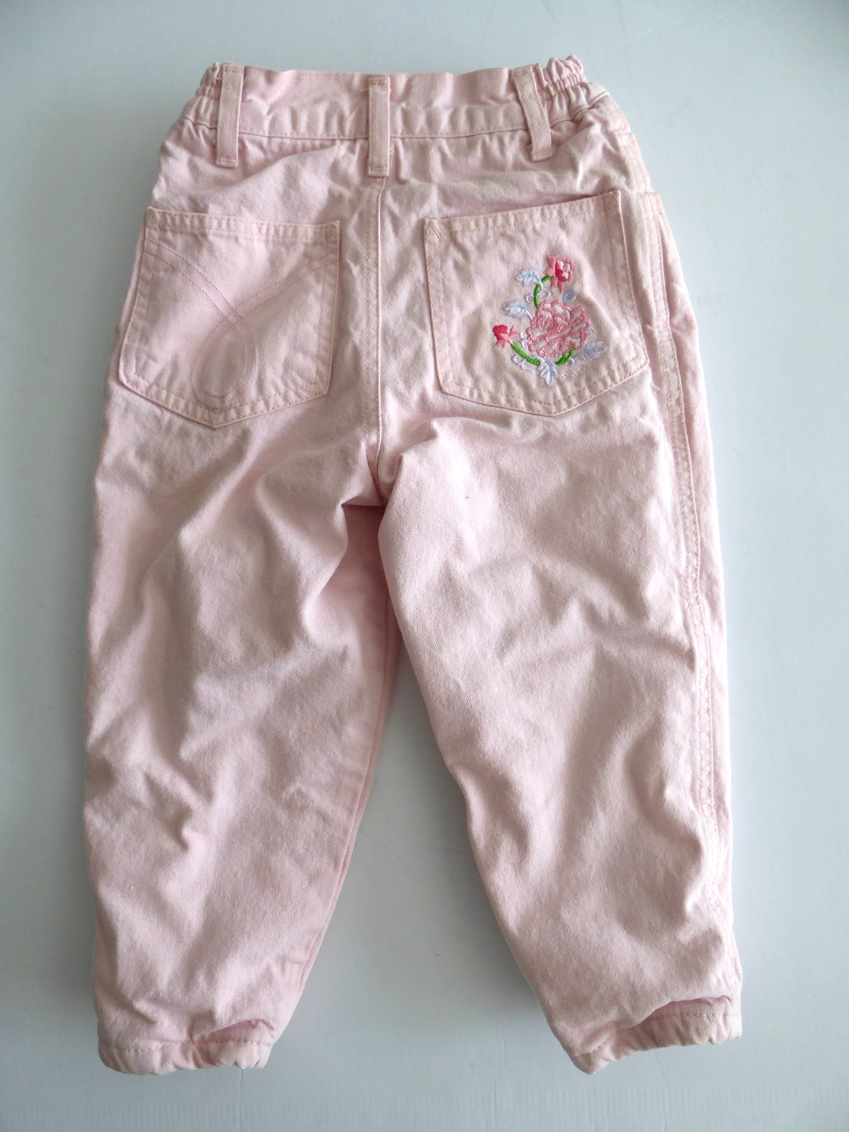 Rare Reversible Vintage Benetton 012 Girls Cotton Jeans Italy Made, lined Sz 2/4 image 2