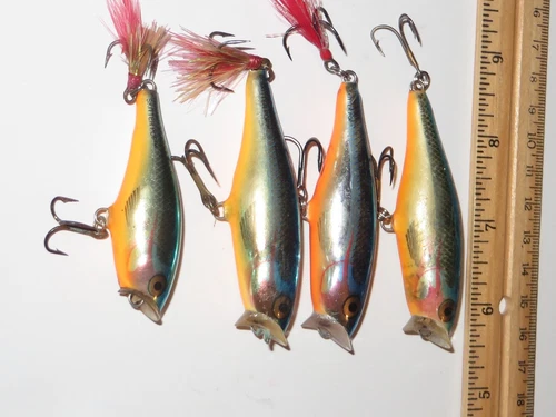 Lot of 4 Rapala Skitter Prop Topwater Prop Lures Silver Blue