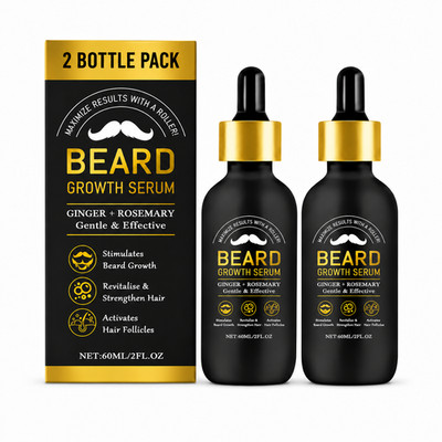 2 Pack Beard Growth Kit for Men Fix Patchy Beard Fast Growth Oil Serum 4oz