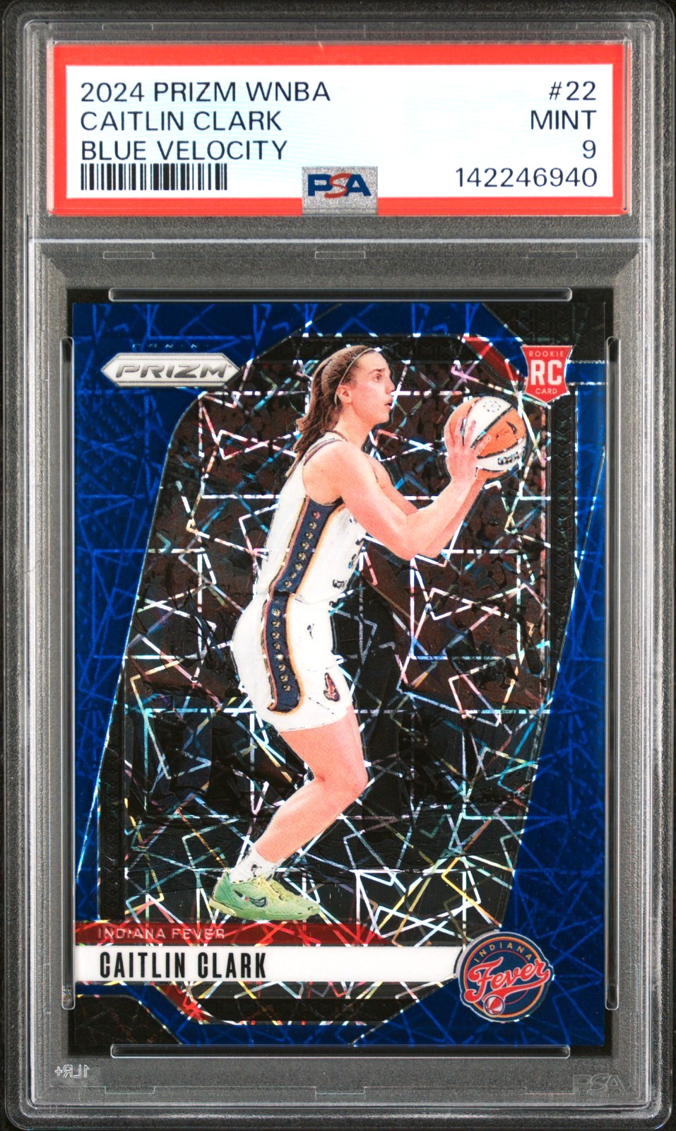CAITLIN CLARK 2024 PRIZM WNBA BLUE VELOCITY RC #22 PSA 9 MINT! FEVER! #142246940