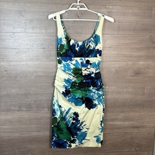 Suzi Chin for Maggy Boutique Women s Size 4 Sleeveless Sheath Dress Blue Cream