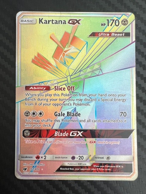 Pokémon TCG Kartana GX Crimson Invasion 117/111 Holo Secret Rare Rainbow DMG