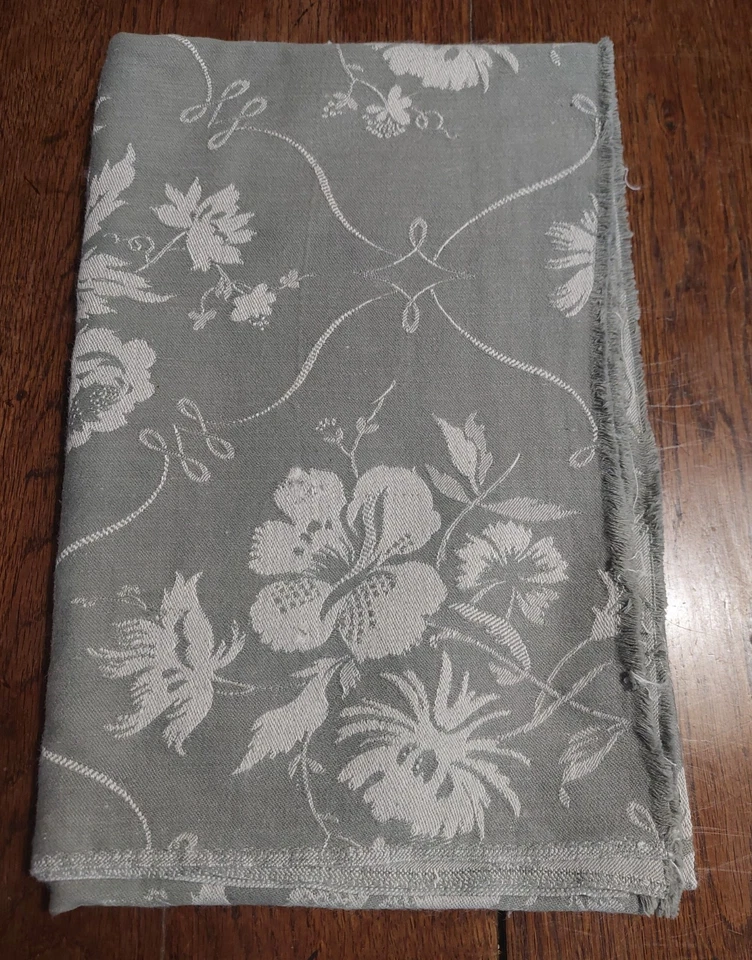 Coupon de tissu vintage toile à matelas coton damassé gris 95 X 150 cm - Photo 2/4