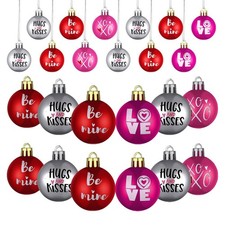 24 Pcs Vintage Valentine's Day Wood Ornaments Valentine's Tree Wooden Ornaments