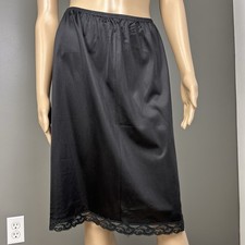 Vintage Vanity Fair Half Slip Skirt Size Small Long SML L Black Nylon 70's 80's