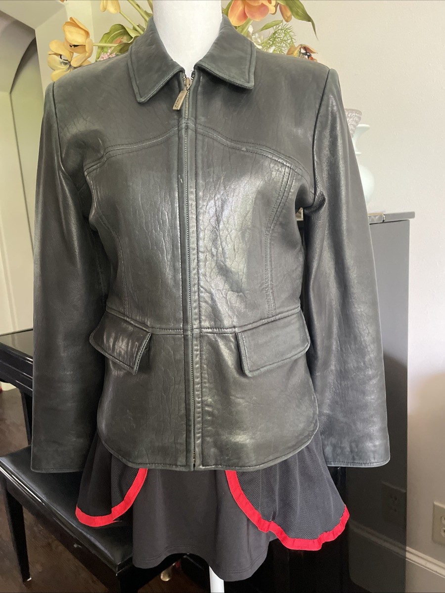 Adler Collection Real Lambskin Genuine Leather Jacket Women's S
