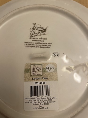 Susan Winget The Studio Shop Vogel Teller 8-3/4" Dessert/Salat Steinzeug NEU - Bild 7 von 7