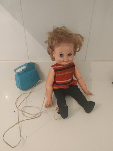 Tippy Tumbles Puppe 1960/70 mit Akkupack ohne Rost und angeschlossene Kabel