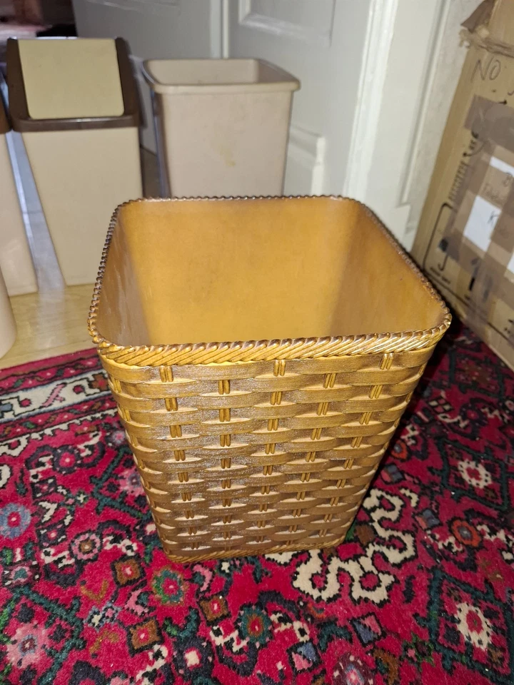 5 Mülleimer Papierkörbe 3 mit Deckel braun beige und weiß 9cm - Bild 4 von 4