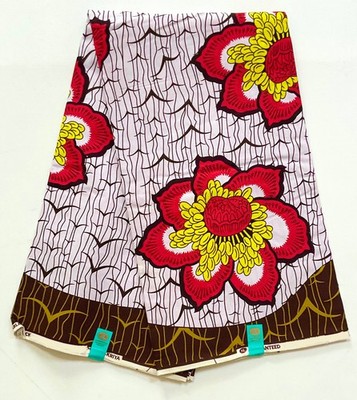 African Fabric/ Ankara - Red, Yellow, Brown 'Ruby Rose  YARD or WHOLESALE