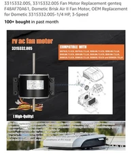 1/4 HP Condenser Fan Motor – 115V, 1585 RPM, 3-Speed, 3.3A
