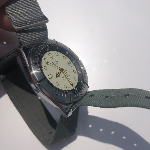 Reloj automático Oris 7401 clásico deportivo de buceo para hombre esfera blanca 37 mm USADO - Imagen 7 de 8