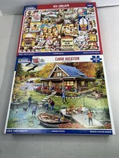 White Mountain lot Of 2 1000 Pc. puzzles Ice Cream  Cabin Fever PZ