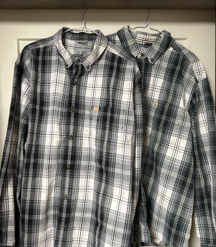 Pair of Carharrt Relaxed Fit Button Up Long Sleeve Plaid Shirt - Adult 2XL