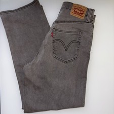 Levi s Ribcage Straight Ankle Jeans Womens 28x27 Gray Wash Button Fly Faded