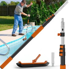16FT Telescoping Pool Pole with Brush, Heavy Duty Reinforced Aluminum Telescopic