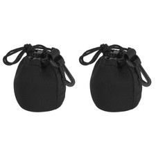 2 x Camera Lens Bag 2.8" IDx3.9" H Drawstring Lens Pouch with Case