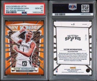 2023 Panini Donruss Optic My House Victor Wembanyama #6 Orange Prizm /39 PSA 10