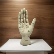 Palmistry Right Hand Resin Figurine 9.5"H  Astrology Signs  Sculpture Beige VTG