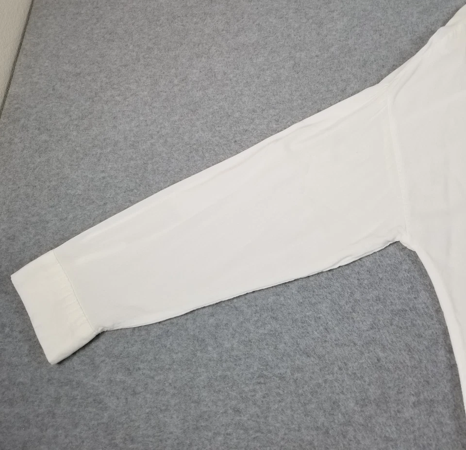 Camisa Ambiance Abotonada Para Mujer’s 1X Plus Blanca Manga Larga Transparente Delgada Top Rayón Foto 4 de 4