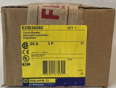 Square D EDB34060 60 Amp 3 Pole 480Y/277 V 18 kA 50/60 Hz Circuit Breaker