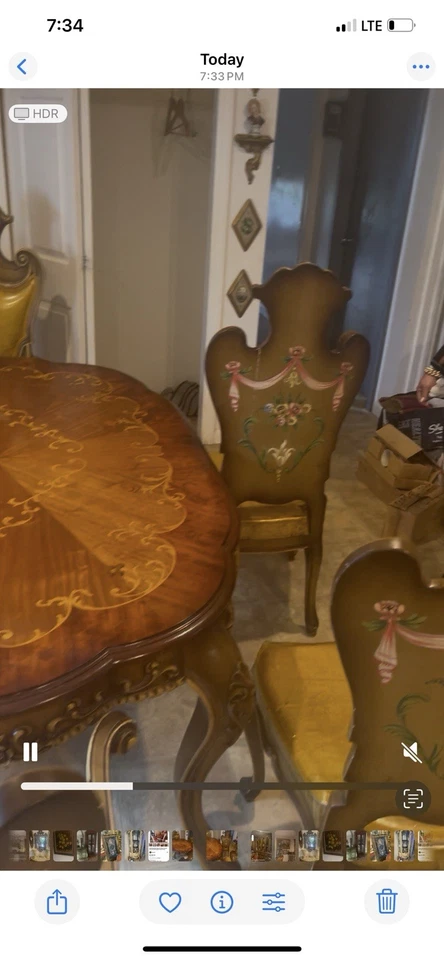 Juego de comedor barroco pintado a mano John Morano Foto 3 de 4