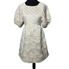 NWT Kimchi Blue Astrid Quilted Babydoll Mini Dress Ivory Dollette XS Romantic