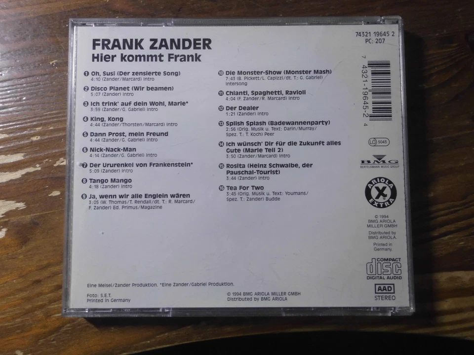 FRANK ZANDER CD: HIER KOMMT FRANK (GERMANY; Ariola Extra – 74321 19645 2) - Bild 3 von 3