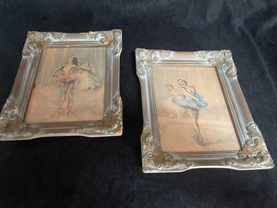 Vintage Renoir Ballerina Prints Pair Ornate Gold Frames 10x8 French Ballet Art