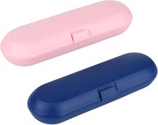 Cosmos Pack of 2 Plastic Travel Case Toothbrush Carrying Deep Blue  Pink
