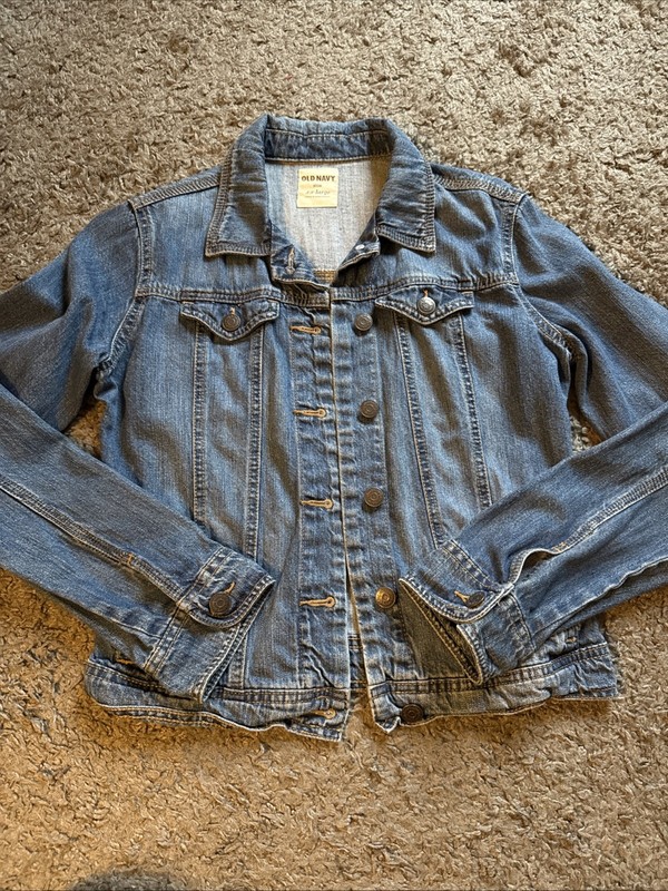 Old Navy Jean Jacket Juniors Crop Button Front Denim, Sz XXL 14-16 y.o. - EUC!