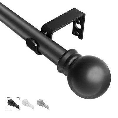 Black Curtain Rods for Windows 36'' 62'', Decorative Drapery Rod Adjustable by ...
