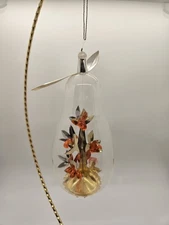 RESL LENZ Glass PARTRIDGE In Silver And Orange  TREE Christmas Ornament Germany