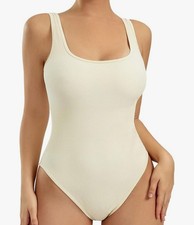 NEW Women's Scoop Neckline Shapewear Sleeveless Ribber Tank Top Bodysuit Large