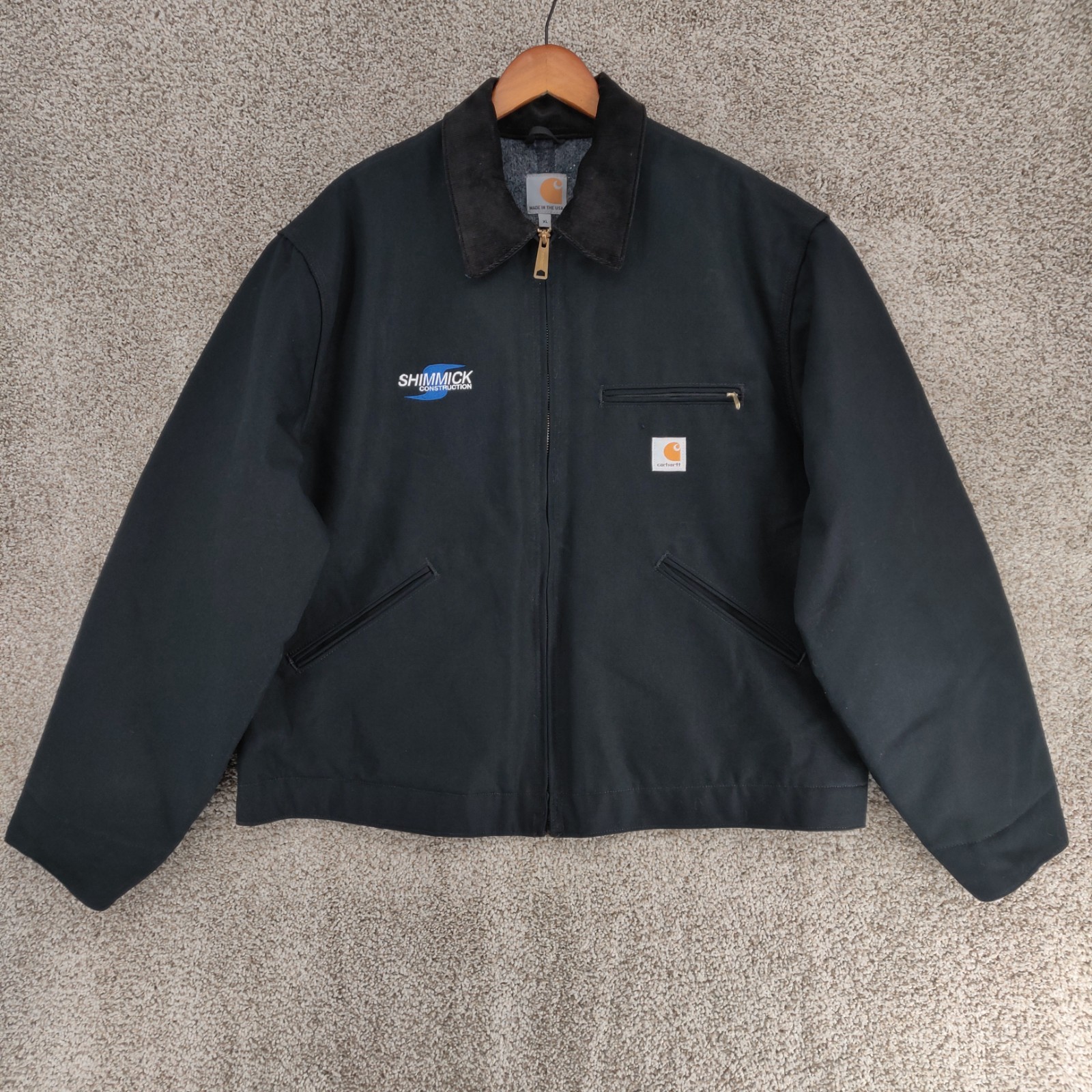VTG Carhartt Detroit Jacket Mens XL Black J001 Blanket Lined Union Made In USA