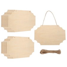 9"x6" Unfinished Hanging Wood Sign Blank with Ropes, Style 3, Pack of 12