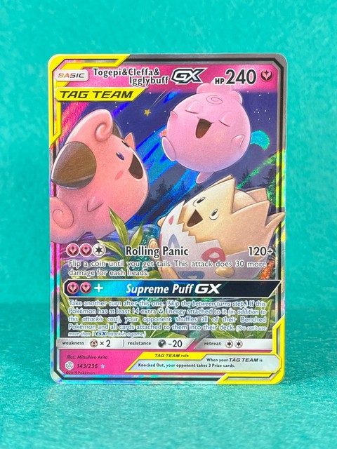 Togepi & Cleffa & Igglybuff GX 143/236 Sm-Cosmic Eclipse Holo - Pokemon TCG - NM