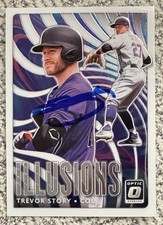 Trevor Story Colorado Rockies 2020 Optic Illusions #01-14 Signed Baseball Card