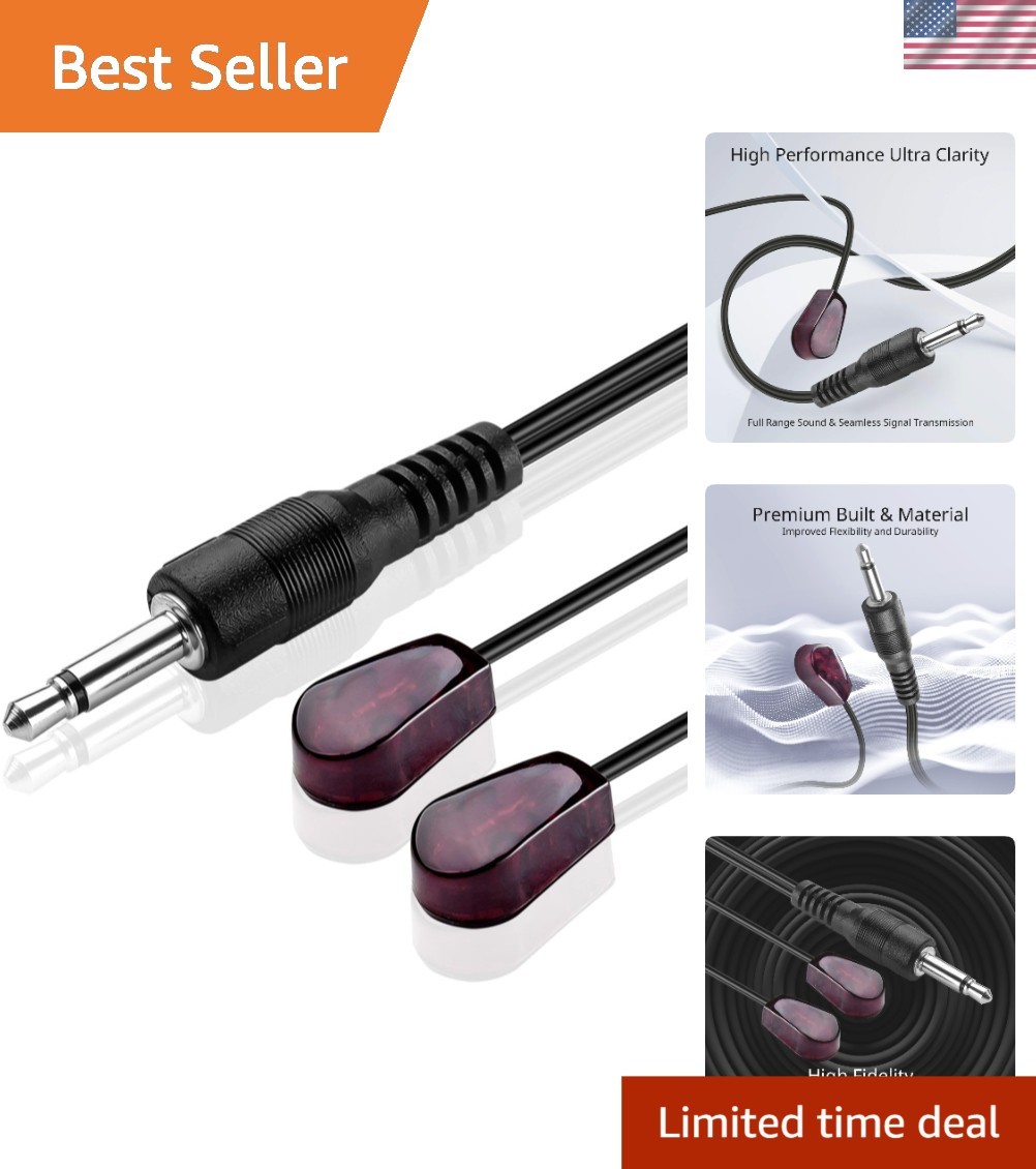 Dual-Head IR Extender Emitter Cable 10 ft: 3.5mm Jack for Xbox One & AV Systems