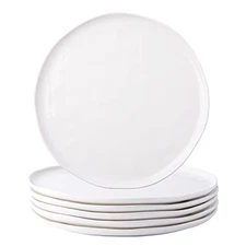  Dinner Plates,10.5 inch Ceramic Plates Set of 10.5inch-6pcs Sea Wave-White