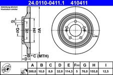ATE 24.0110-0411.1 Brake Disc for Hyundai, Kia